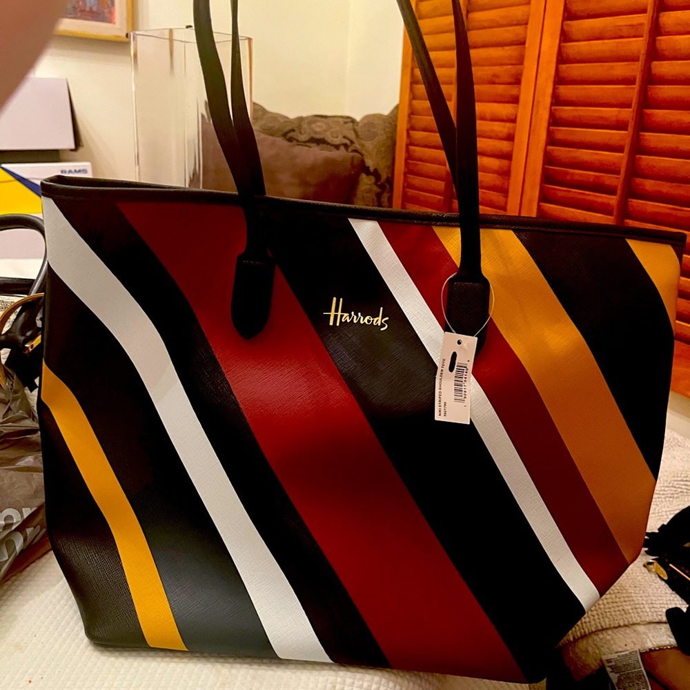 Harrod’s multicolor tote. NWT Never used. Perfect for laptop. 15” x 10” x 5”.